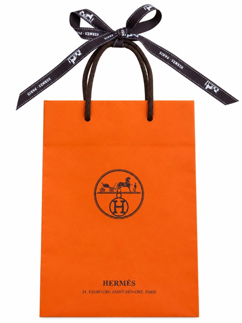 Hermes Authentic Paper Bag With Ribbon Packaging Small Medium Shopping Bag